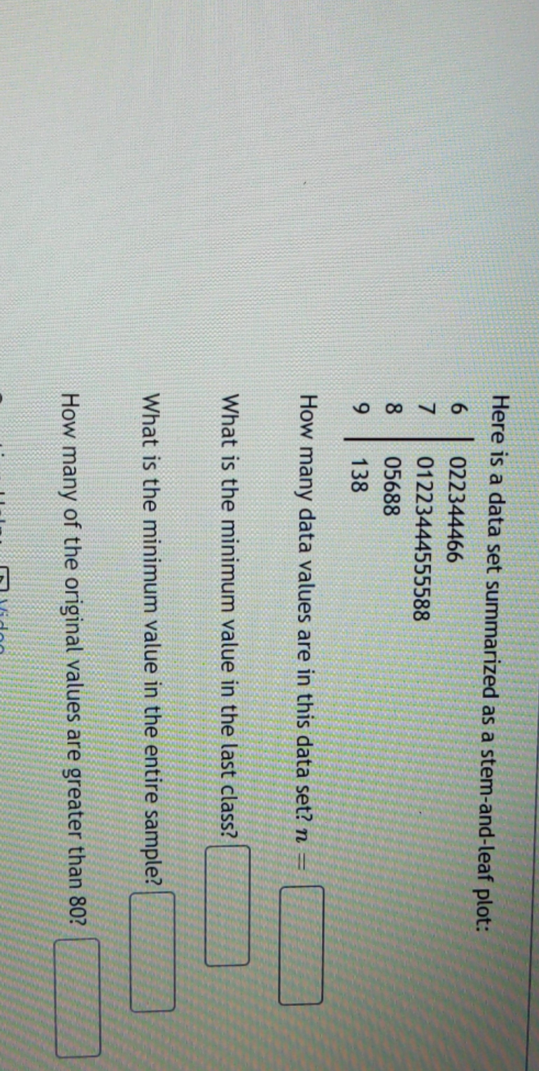 what are data values? Here is a data set summarized as a