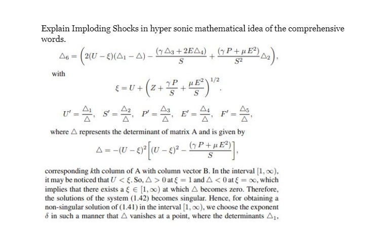  Explain Imploding Shocks in hyper sonic mathematical idea of the comprehensive