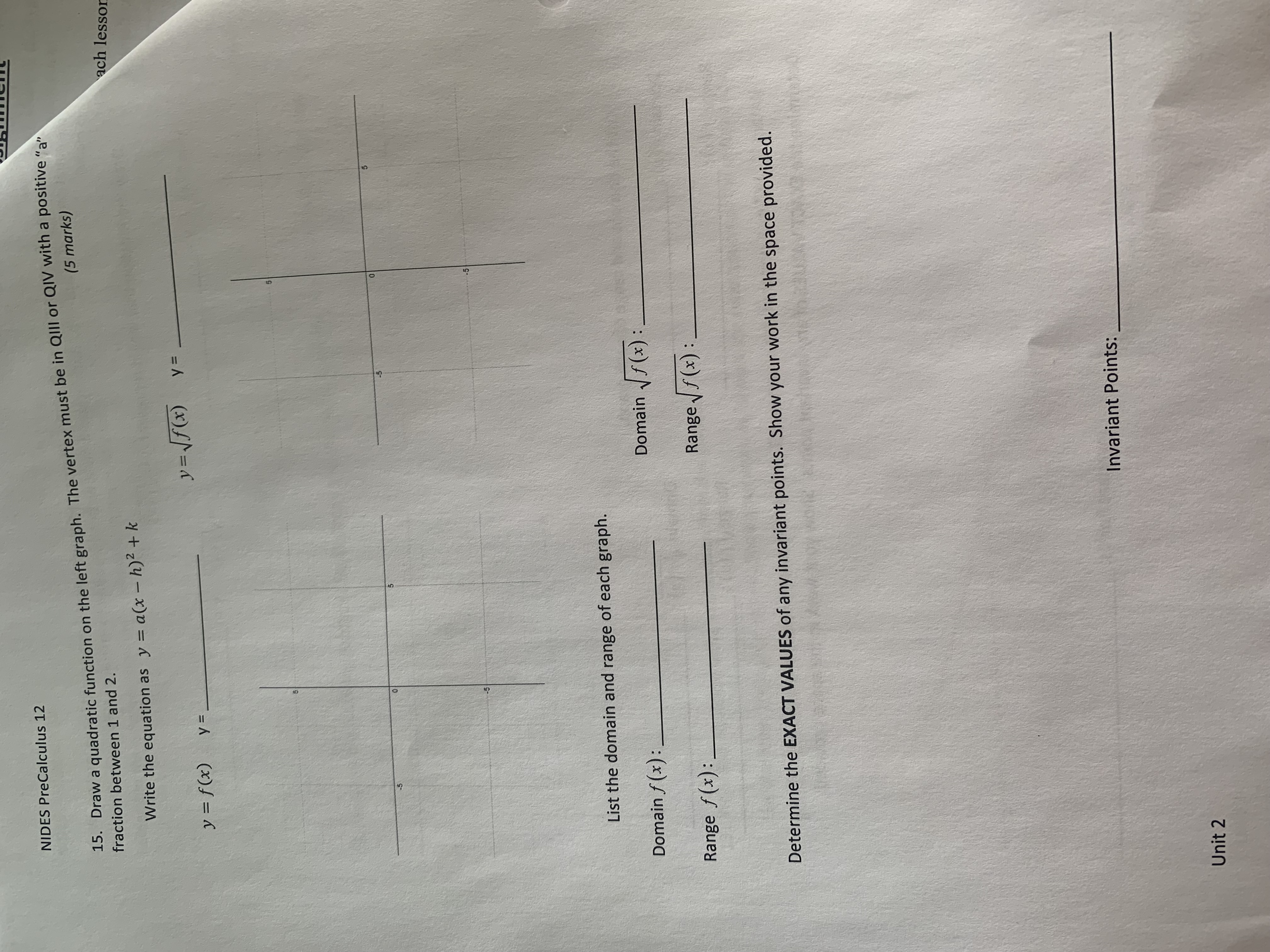 higher level math work and example 1 Graphing a rational function that