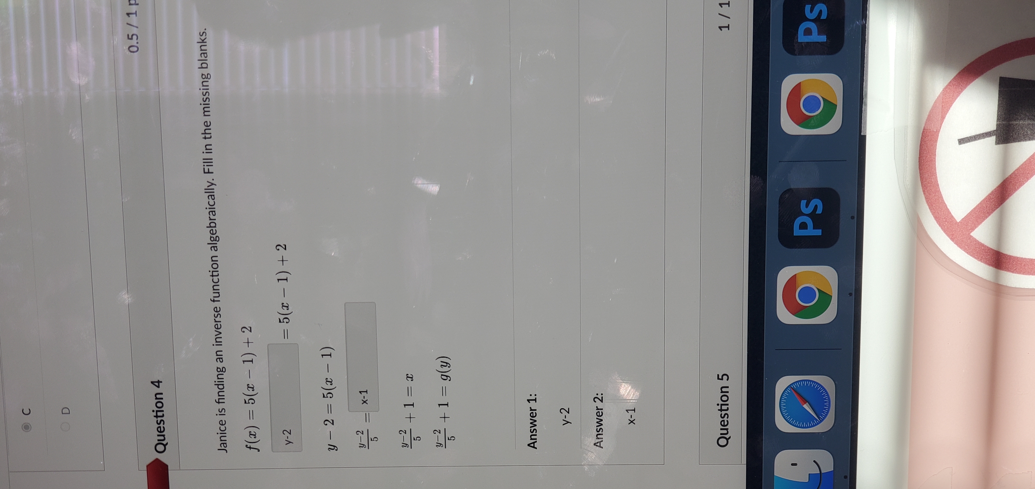 1.I got one answer wrong.(1/2) OC OD 0.5 / 1 p Question