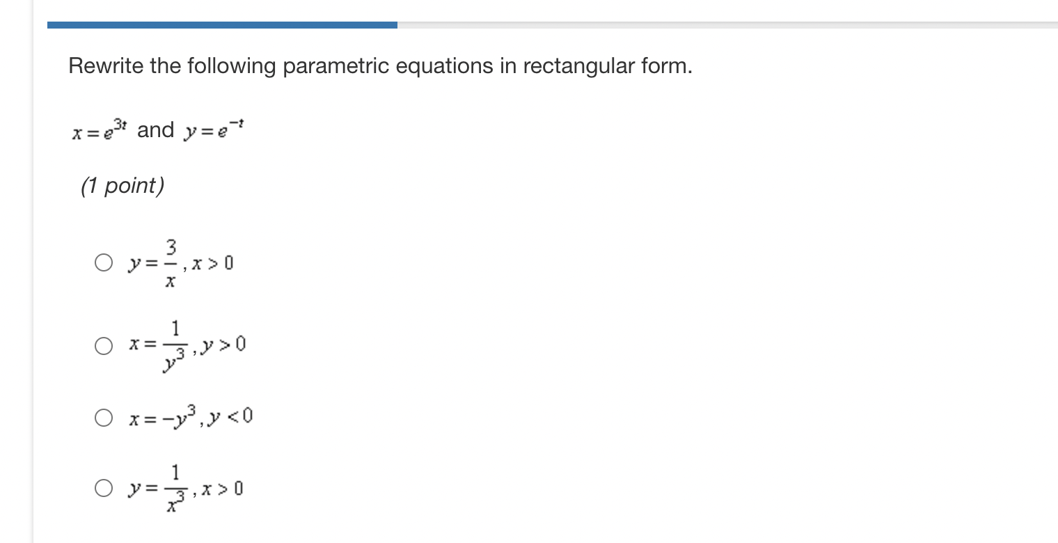 at (3,4) and is traced from left to right for increasing values