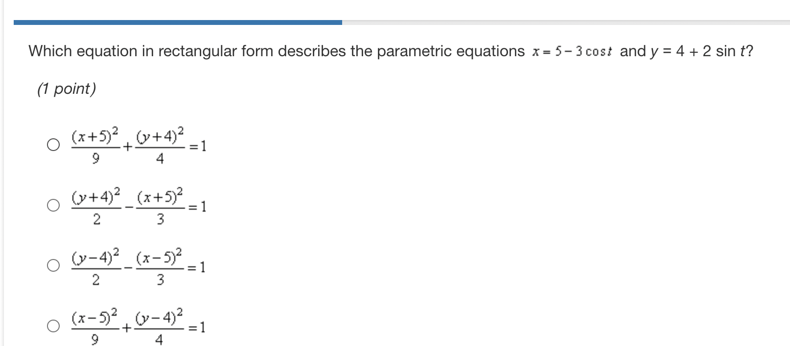(3,4) and is traced from right to left for increasing values of