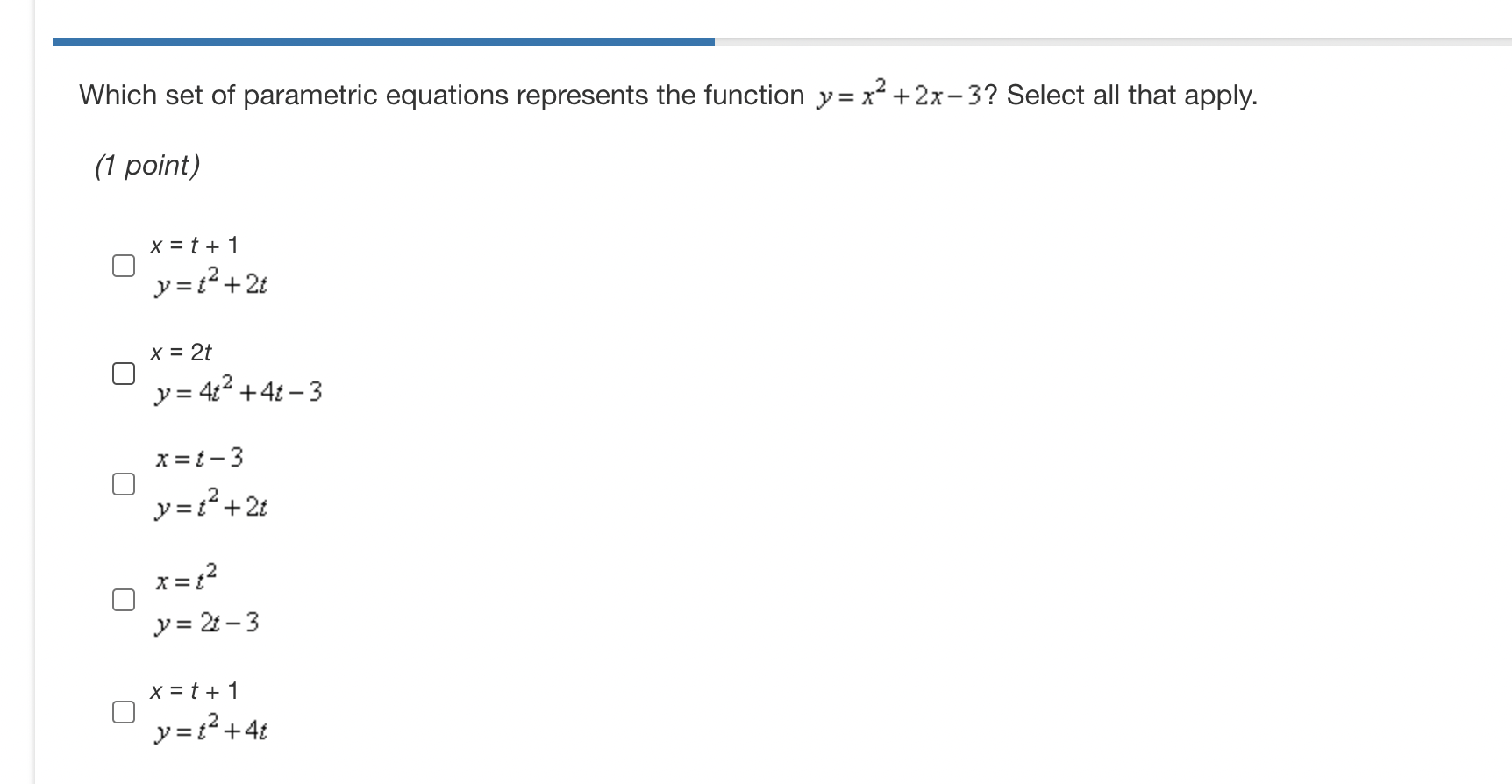 t. Which points are on the plane curve described by the following