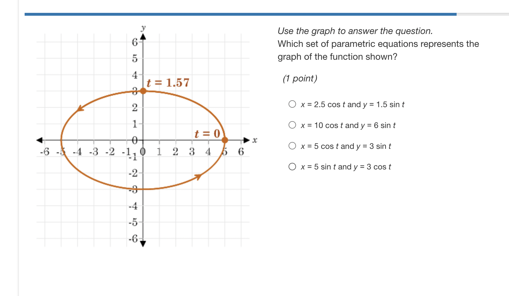 on the graph. (J The parametric equations have a finite domain. (J