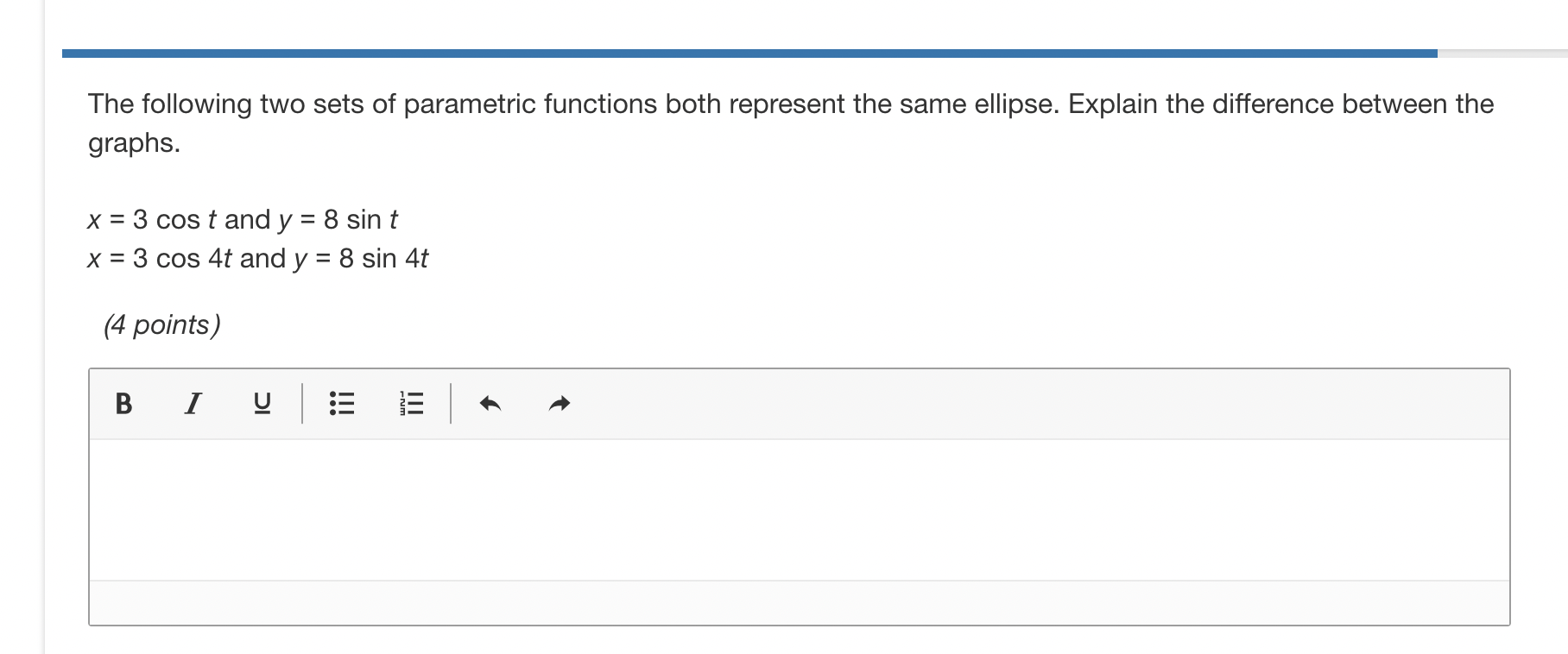 The parametric equations are easier to enter into a calculator for graphing.