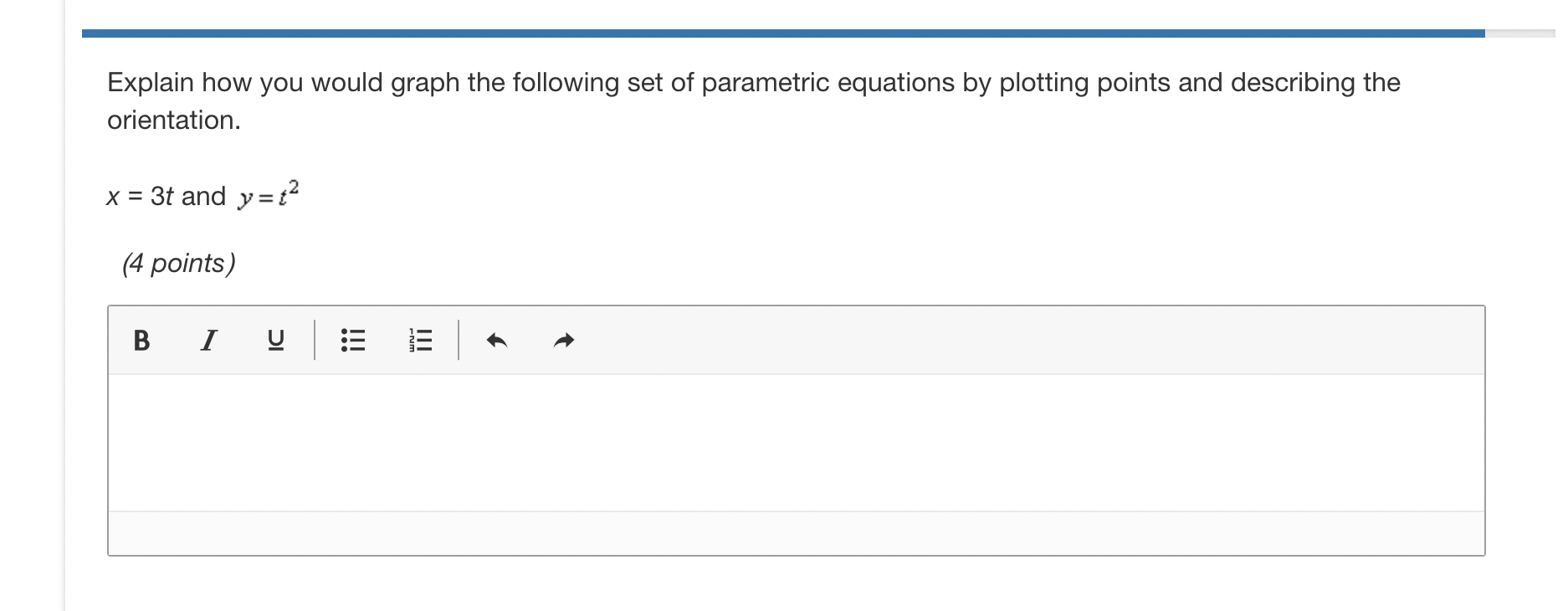 \fWhich is the graph of the following parametric equation? x = vi