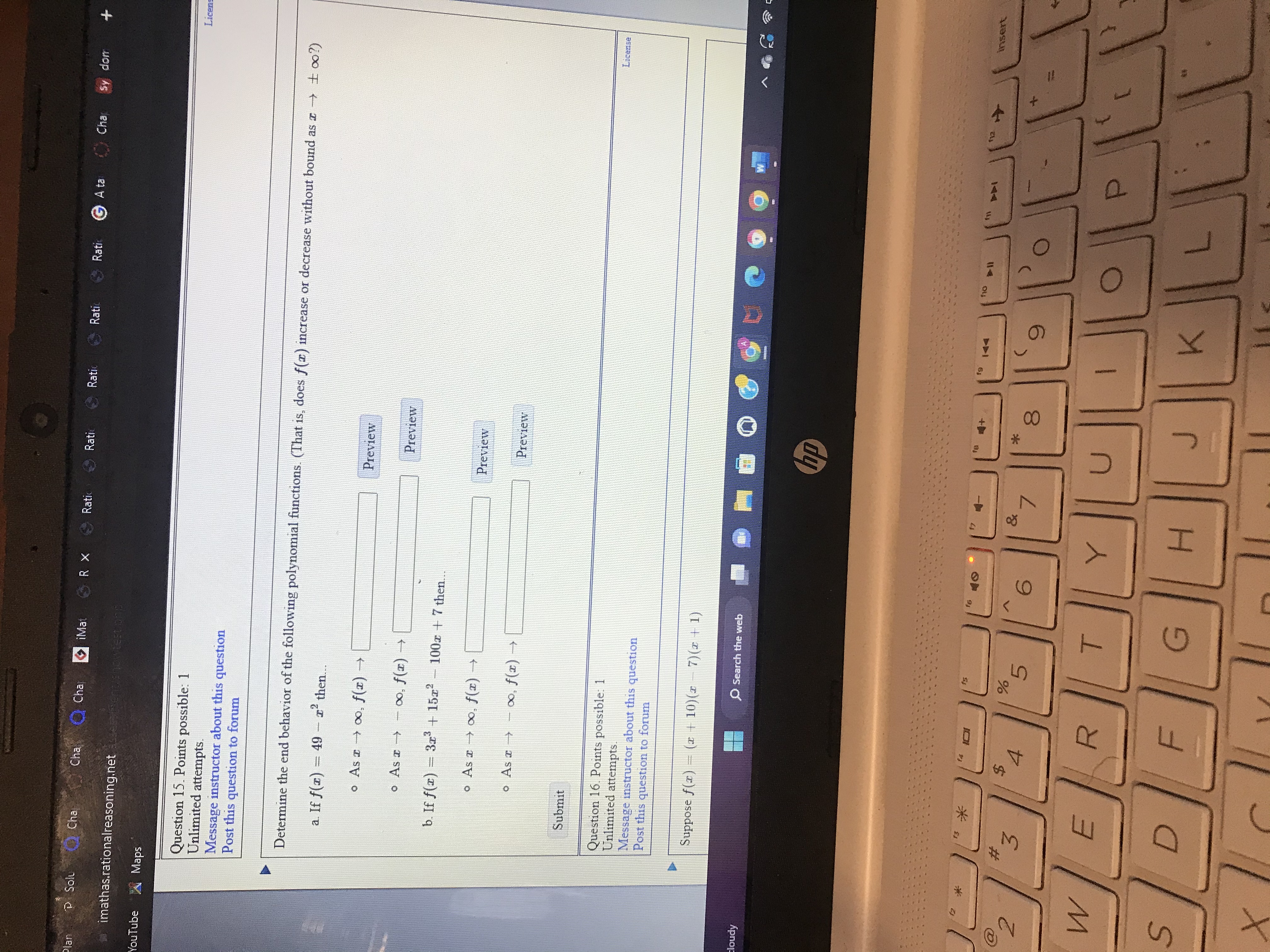 this question to forum Suppose f(z) = (x + 10)(z - 7)(z