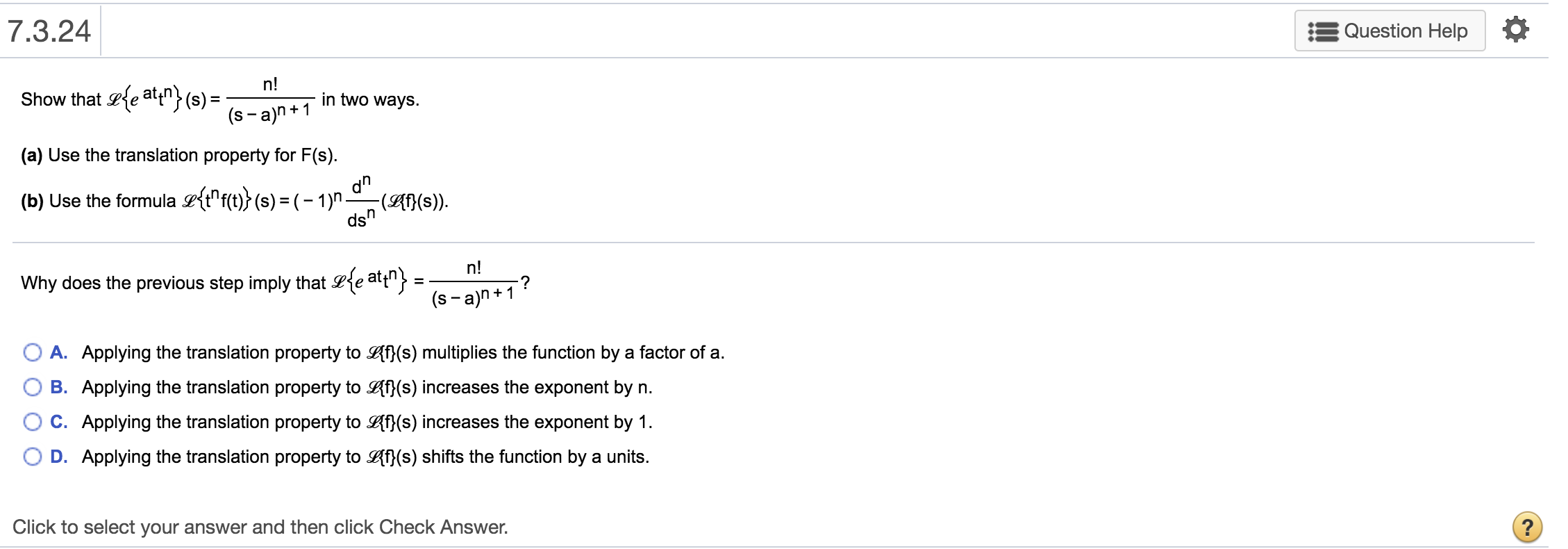 solve this question 7.3.24 3 E; Question Help a nl at n