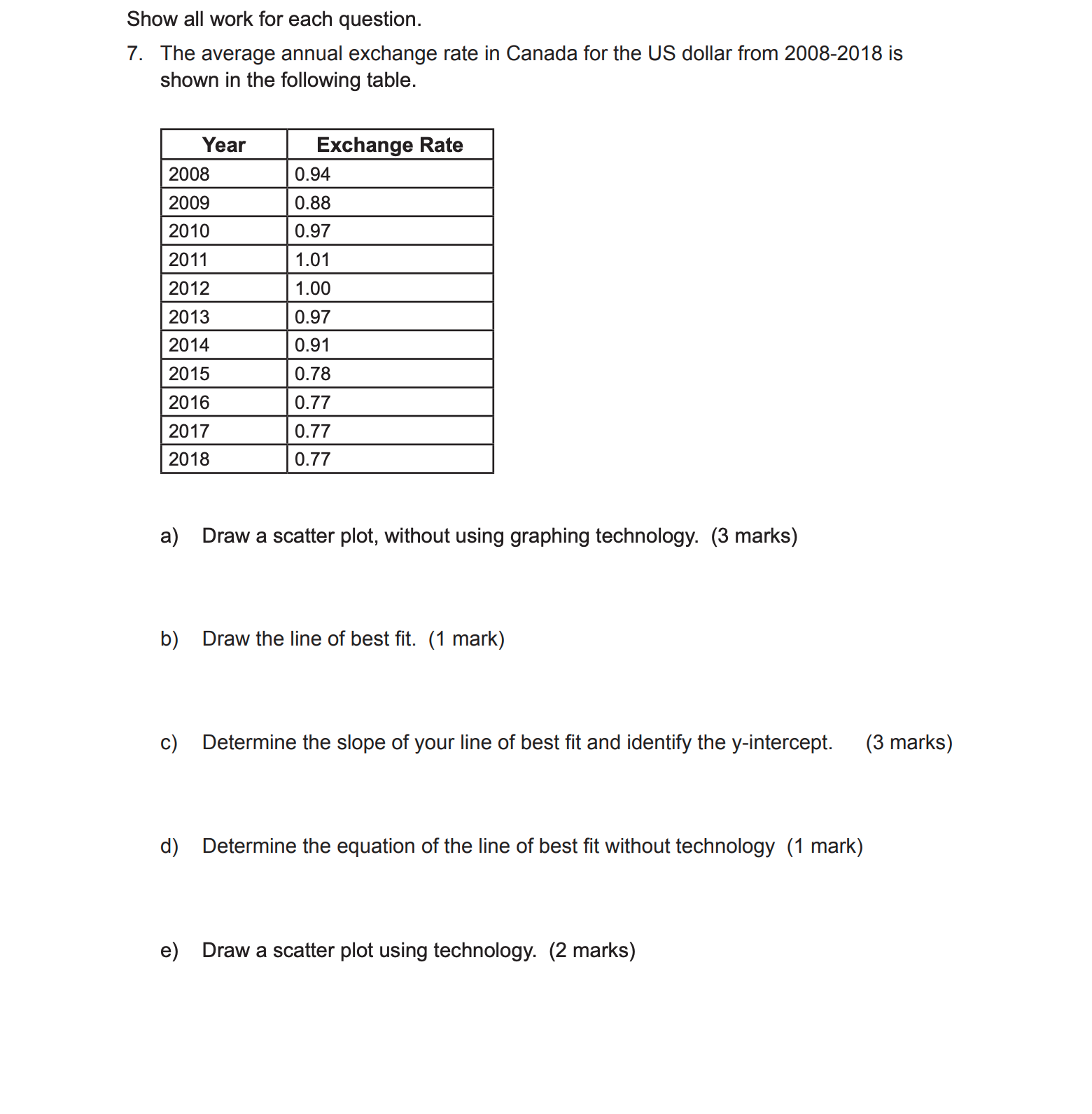 Please show all your work. This is one question together. Show all