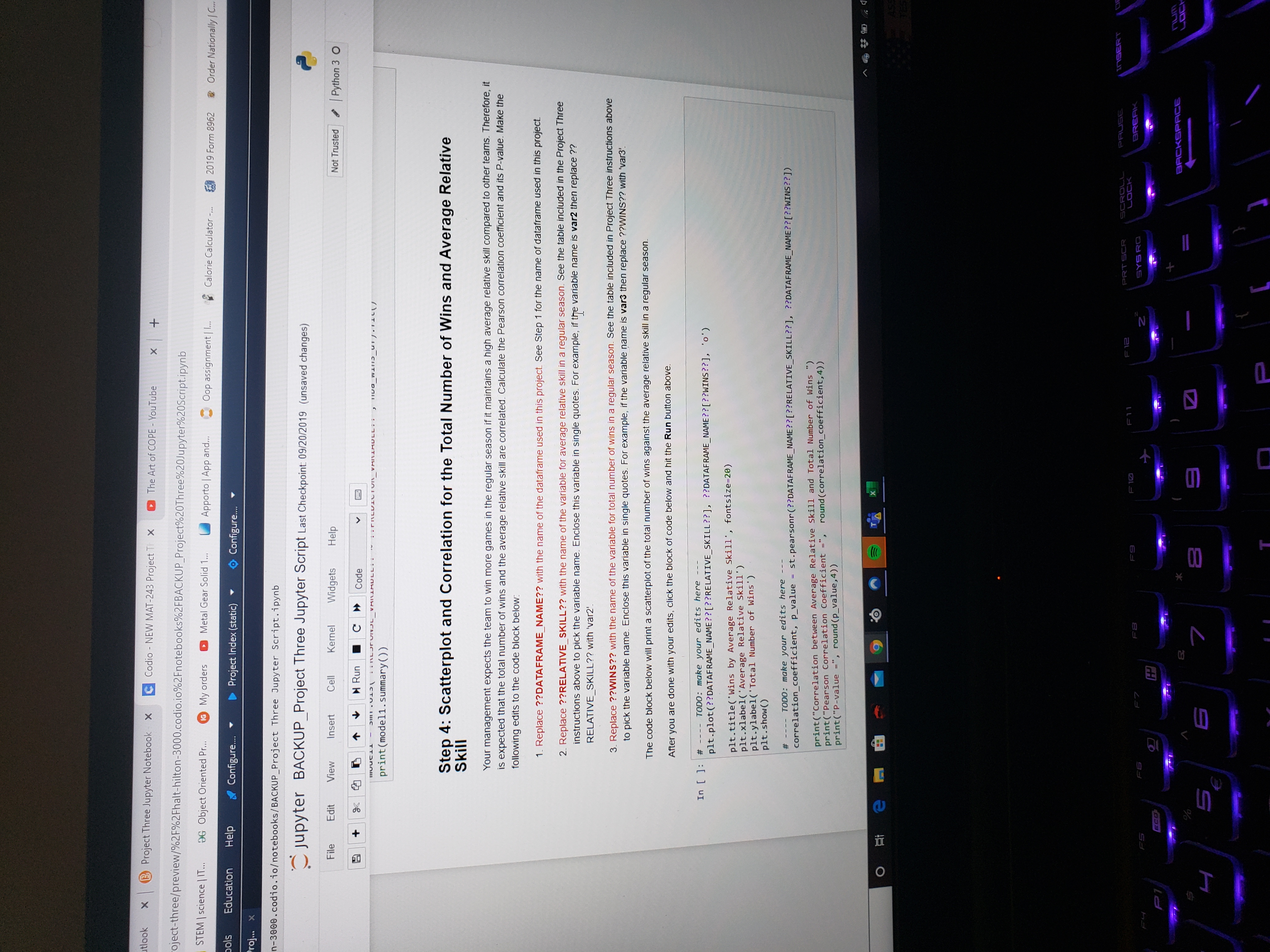 Step 4: Scatterplot and Correlation for the Total Number of Wins and