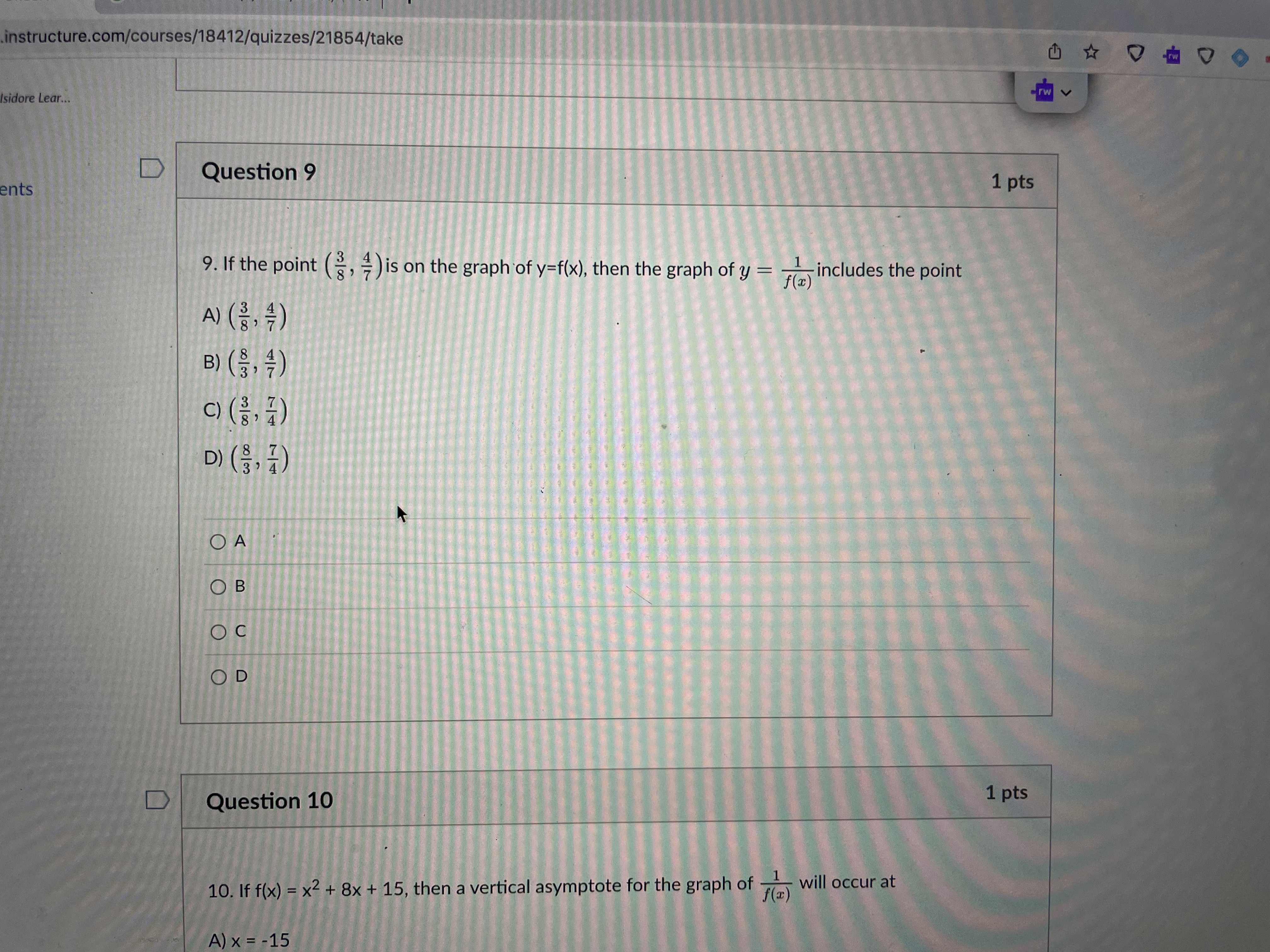 and y = g(x) are shown. uncements les y = f(x) -2