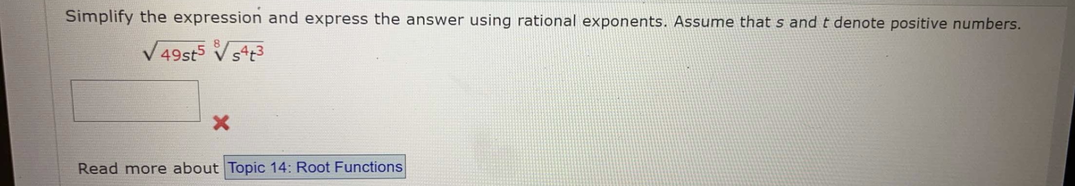 Simplify the expression and express the answer using rational exponents. Assume