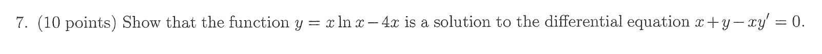 7. (10 points) Show that the function y = 53 In