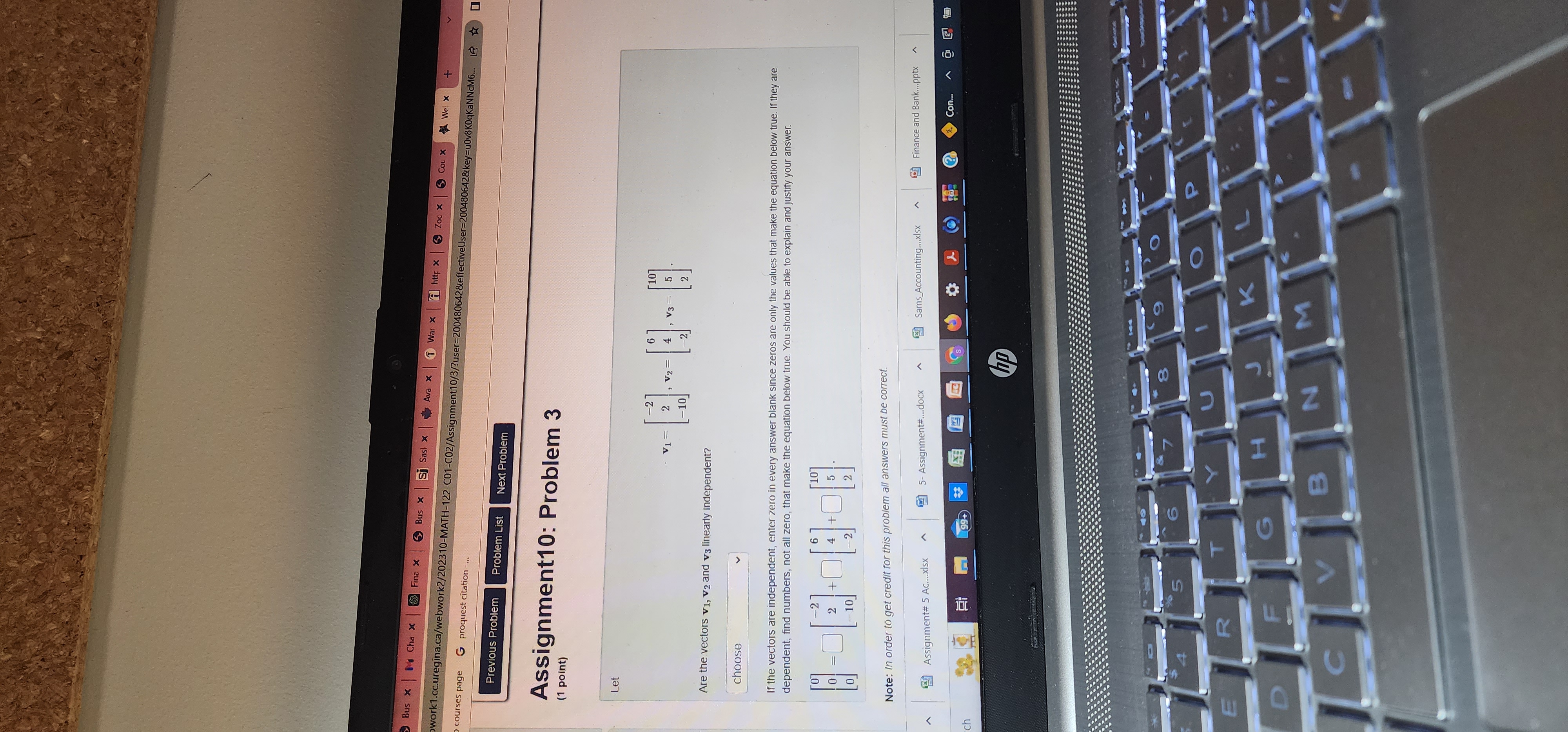 Col x bwork1.cc.uregina.ca/webwork2/202310-MATH-122-C01-CO2/Assignment10/1/?effectiveUser=200480642&user=200480642&key=u0 to courses page G proquest citation -... Previous Problem
