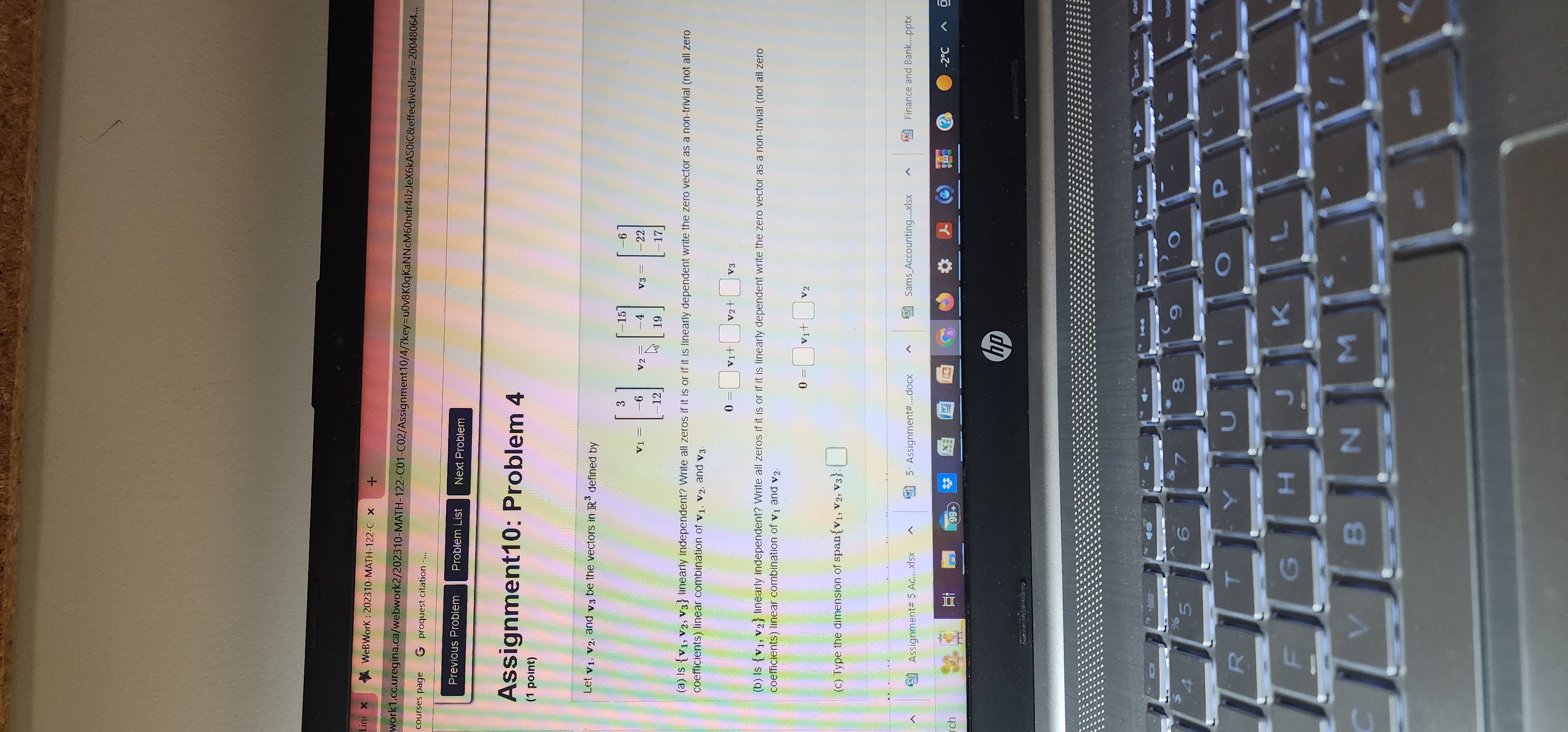 Problem List Next Problem Which of the following sets of vectors are