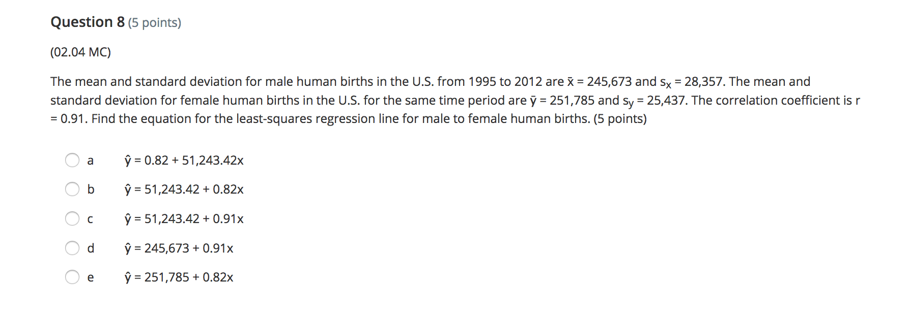 measures, x and y, were taken on 10 subjects The first of
