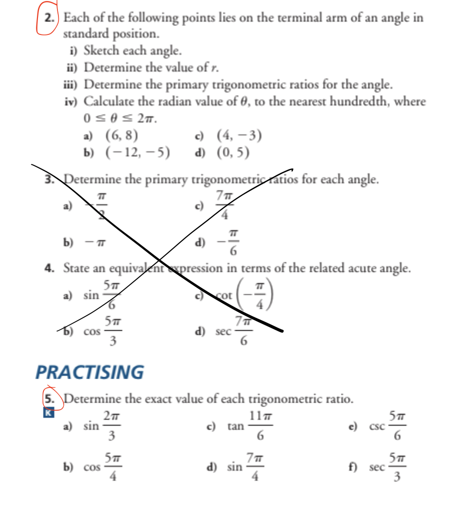 Please answer all the following advanced functions math questions: 2, 5, 13,