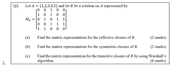 (4,3), (5,1), (5,2)], S = {(1,4), (2,2), (2,3), (3,2), (3,4), (4,1), (4,3),