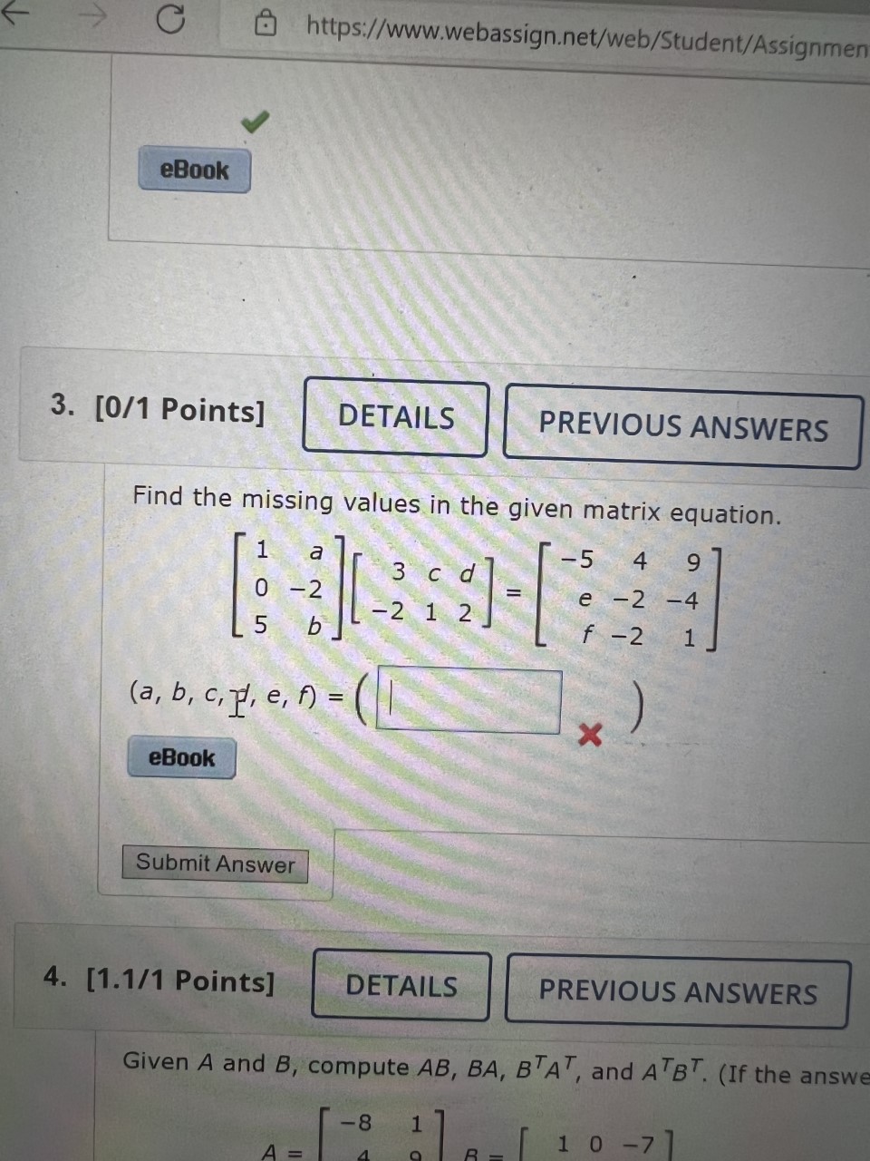  G https://www.webassign.net/web/Student/Assignmen eBook 3. [0/1 Points] DETAILS PREVIOUS ANSWERS Find the