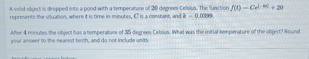 help with question attached A solid object is dropped into a pond