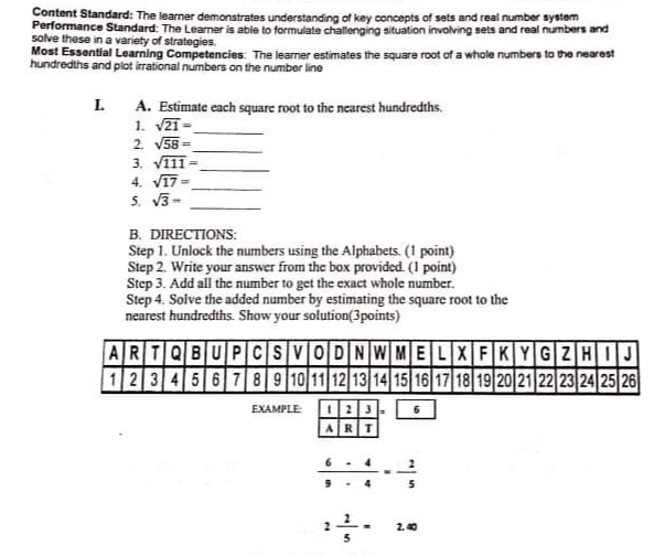 Help me please with solution and clear explanation Content Standard: The learner