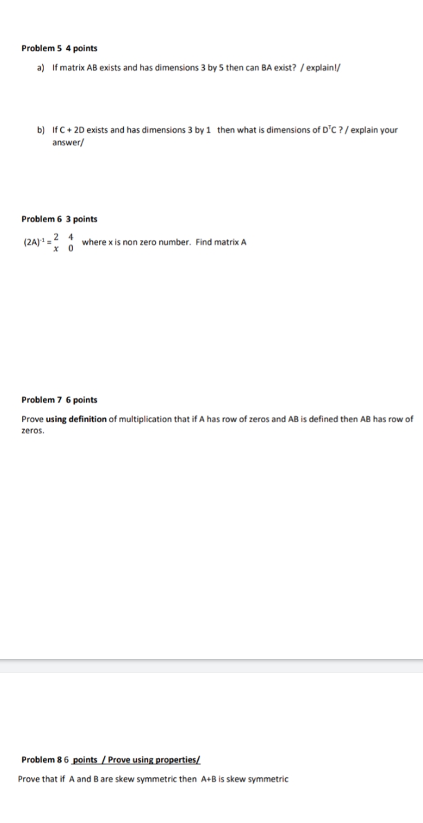 kindly write detailed solution with proper explanation.. Problem 5 4 points a)