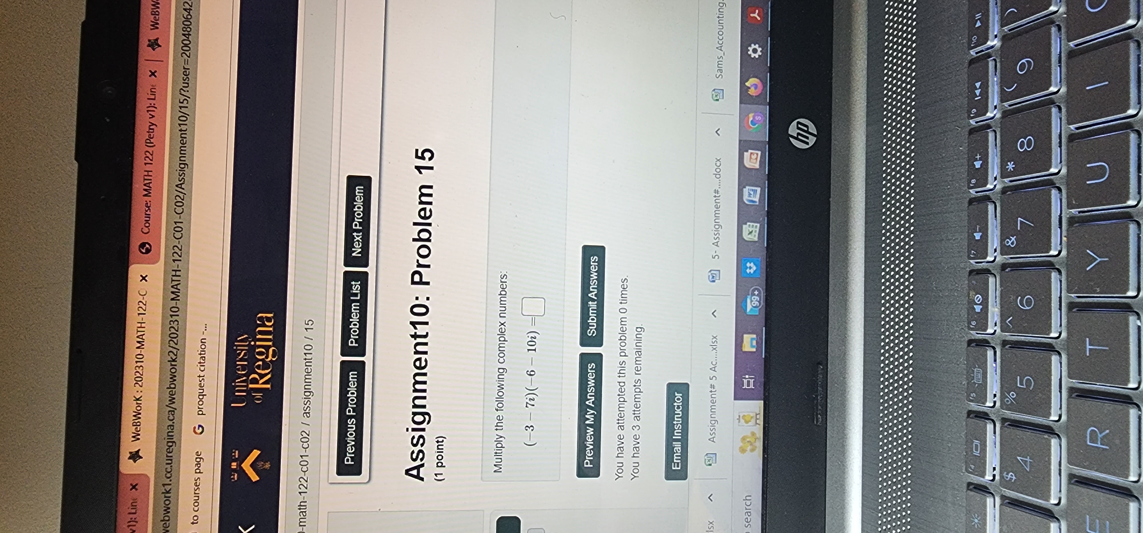 You can earn partial credit on this problem. Preview My Answers Submit