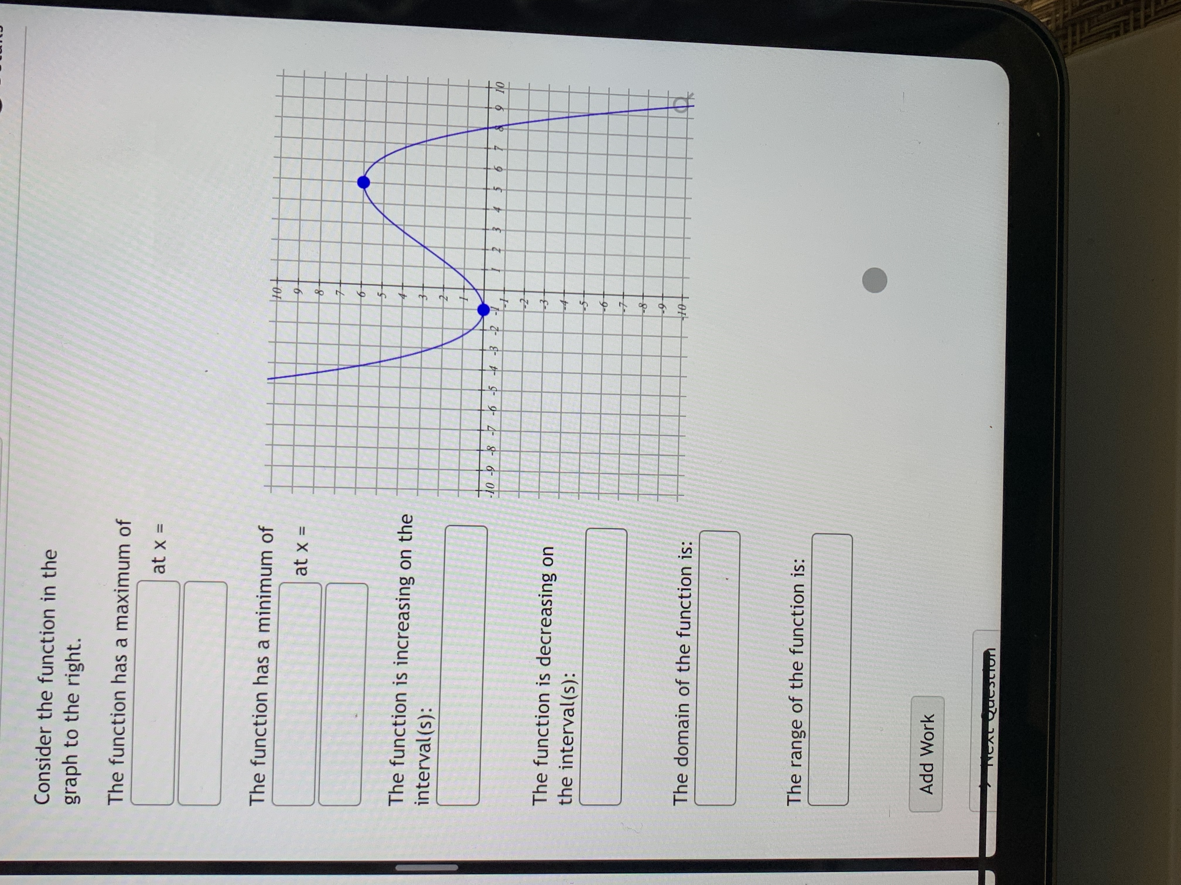 pts 5 1 8 Use the graph below to fill in the