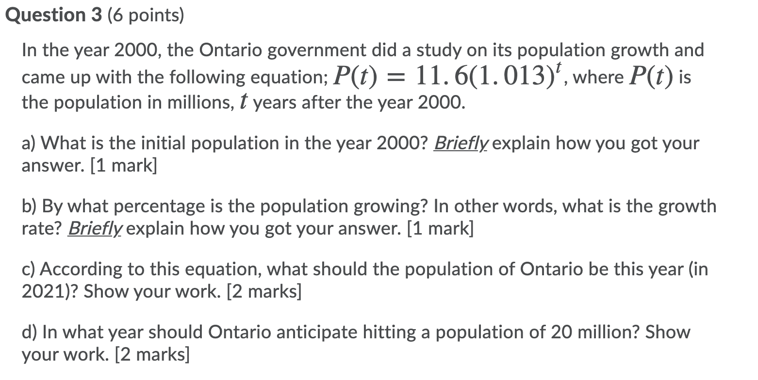 word problem given below Question 3 (6 points) In the year 2000,