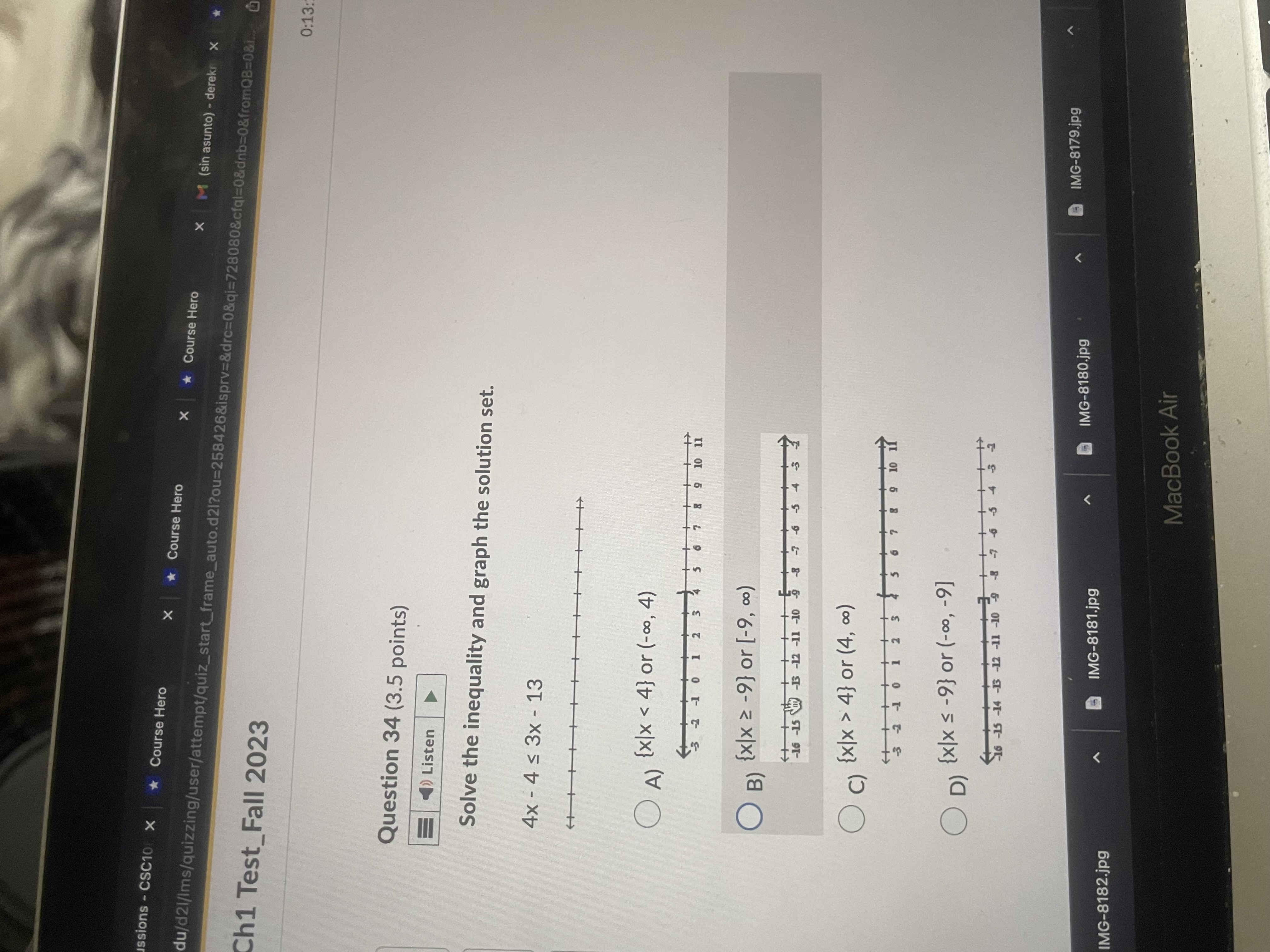 Test_Fall 2023 0:13:18 ela Question 35 (3 points) Listen D Solve and
