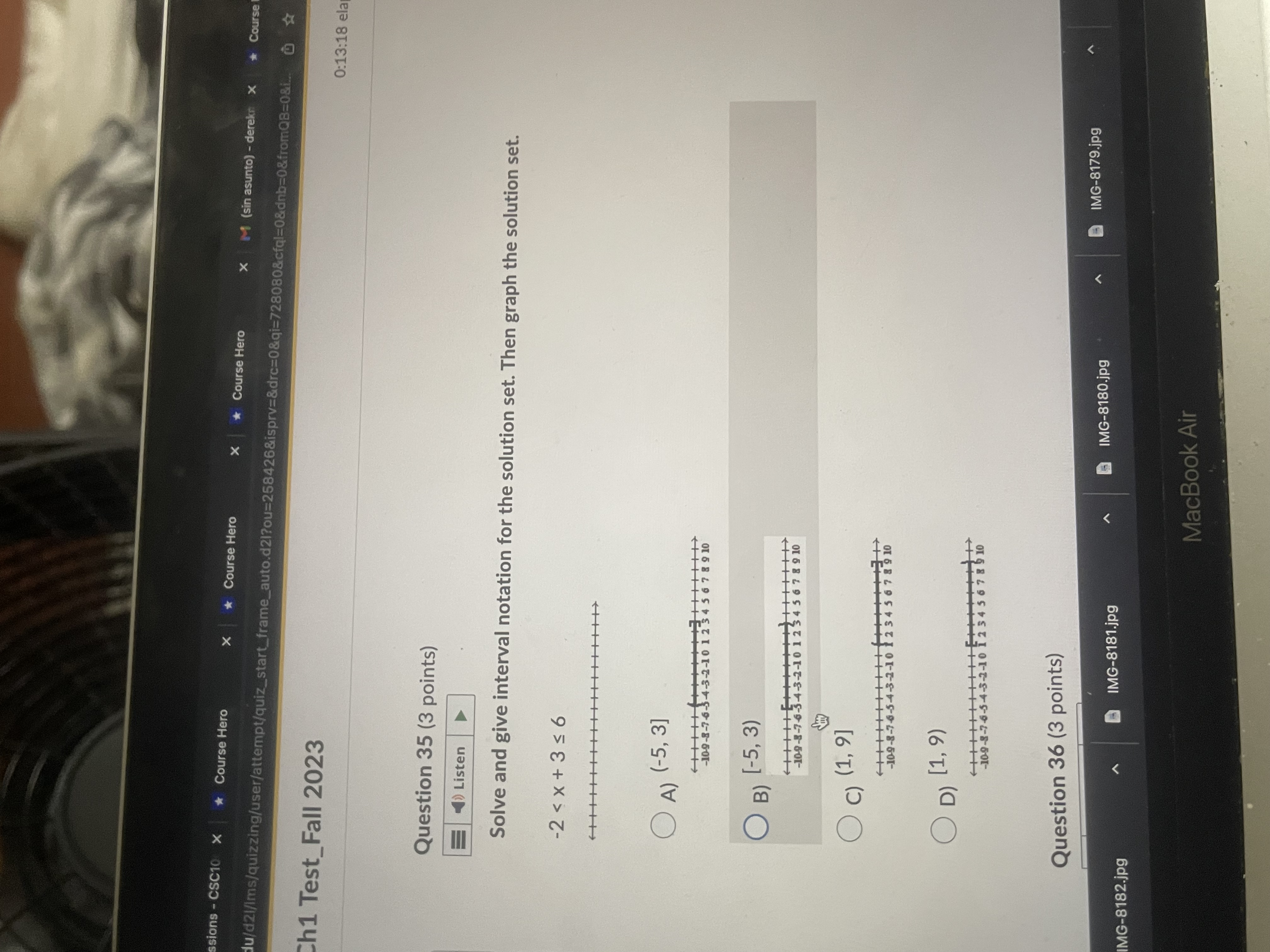give interval notation for the solution set. Then graph the solution set.