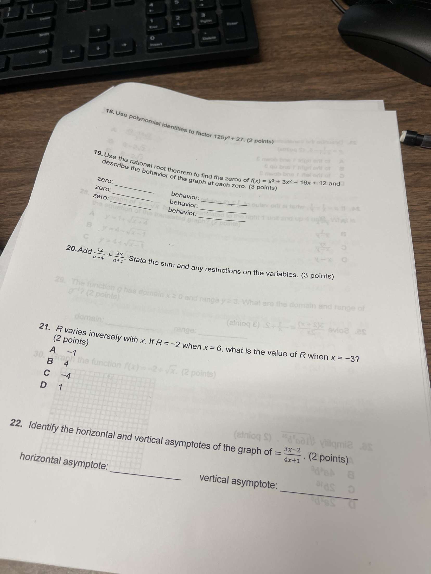 the function in problem 1? (2 points) og domain: range: In Ex