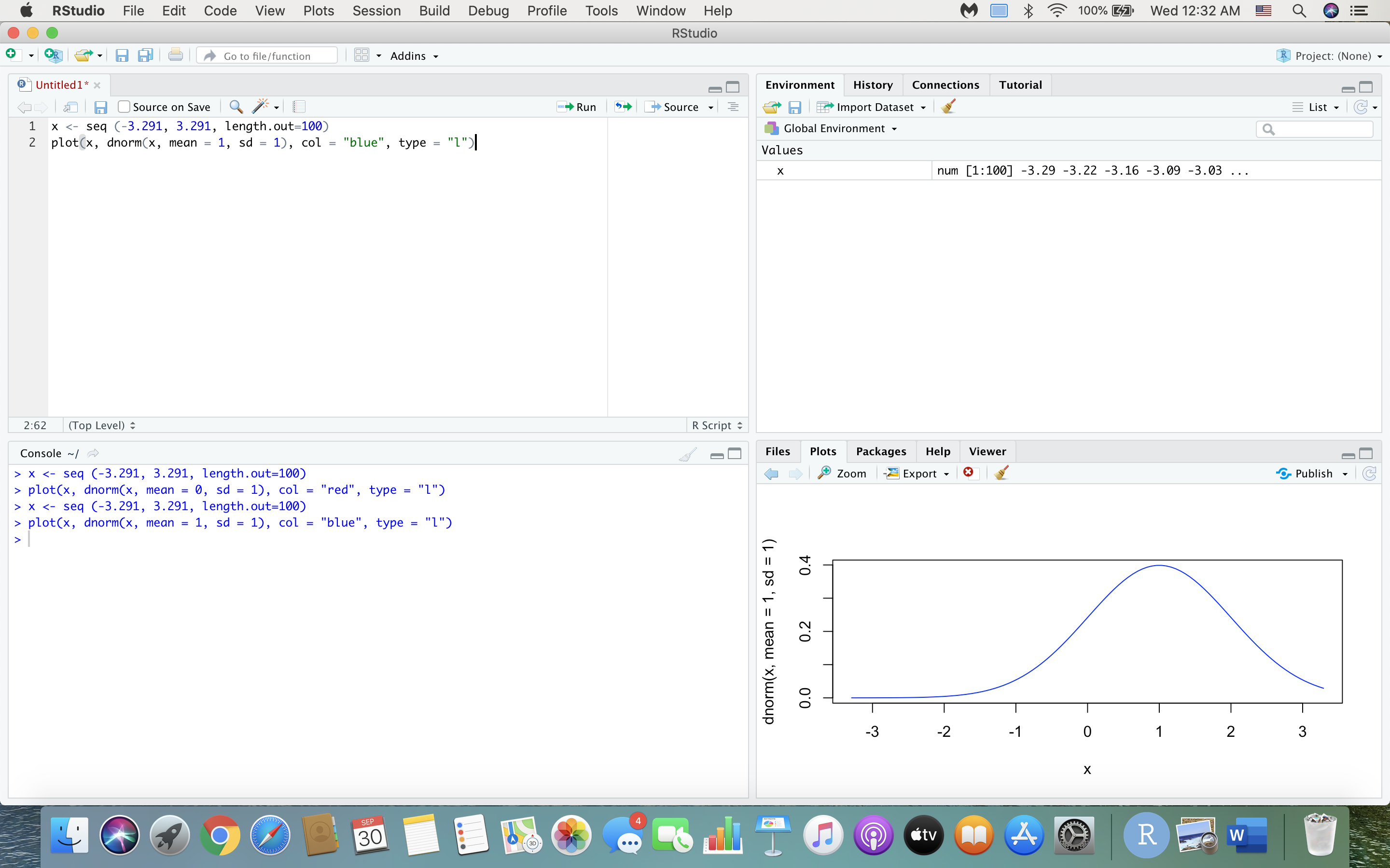 more difficult to do. First plot a standard normal, then we'll see