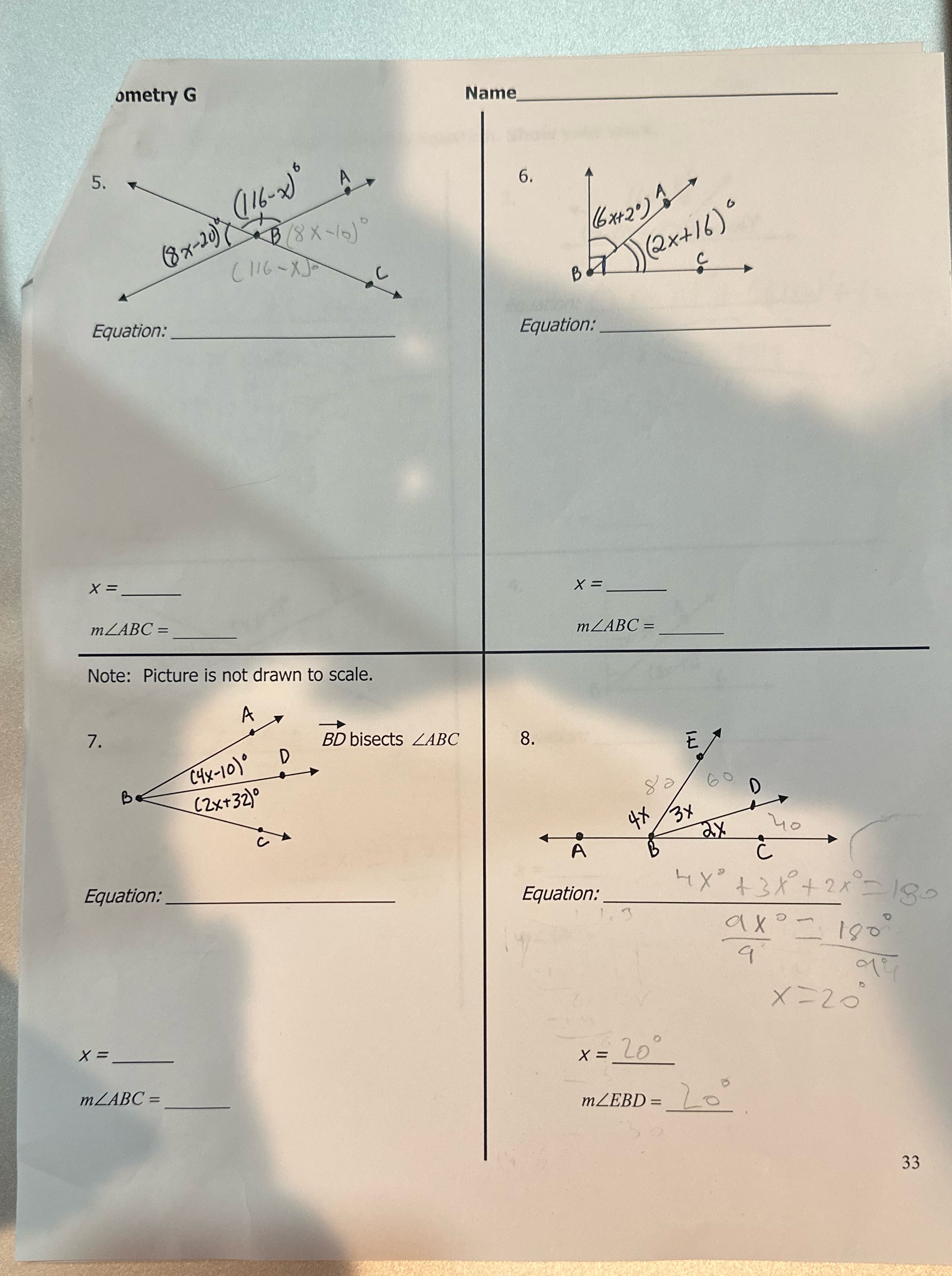 Help ometry G Name 5. ( 1 16- 2 ) 6. (8x-20)