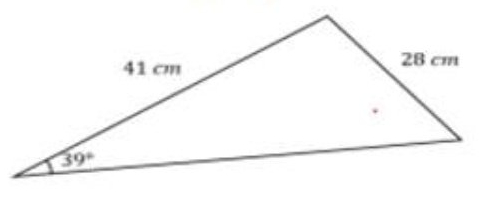 triangular sail whose sides measures 32cm and 40em. The angle between these