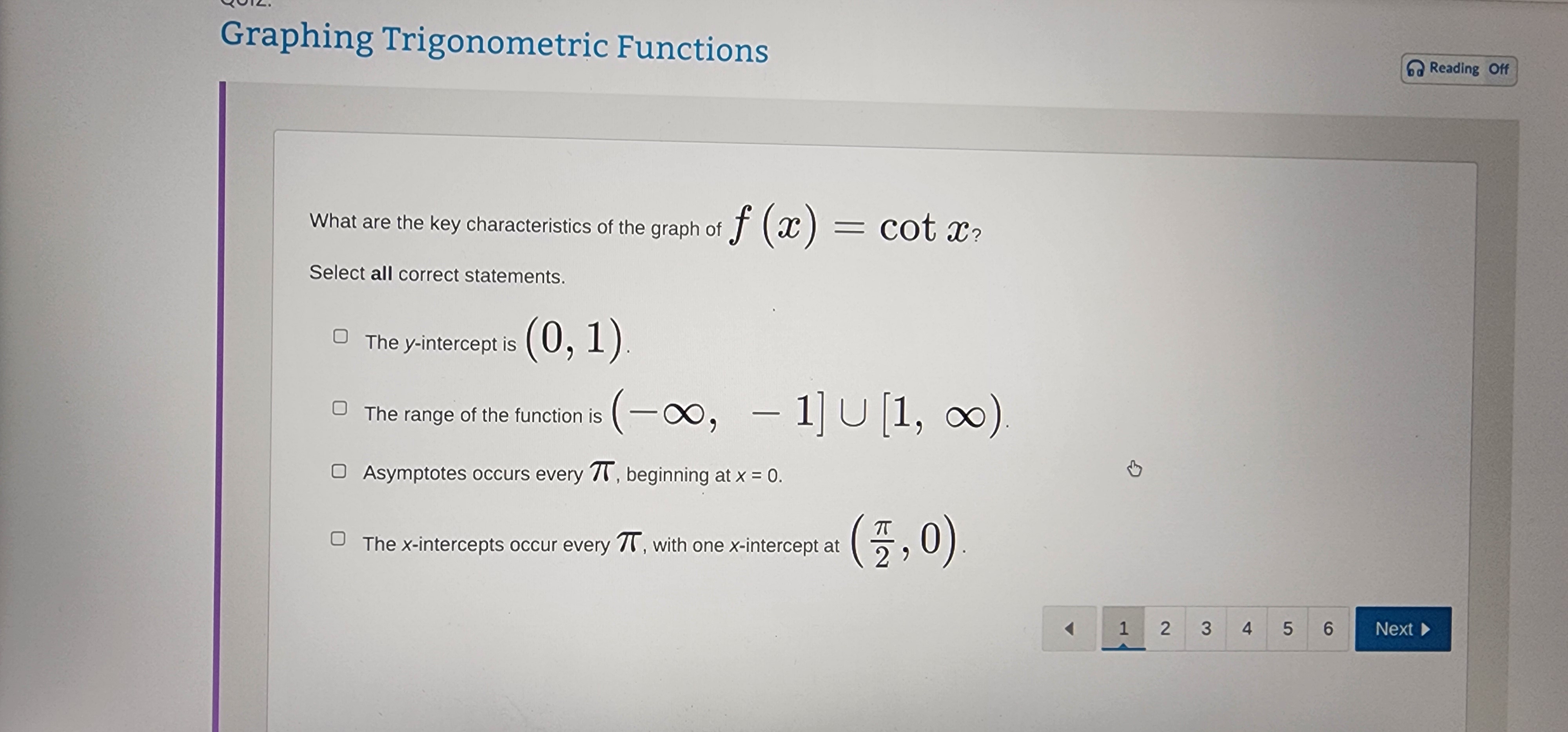  Graphing Trigonometric Functions 6 Reading Off What are the key characteristics