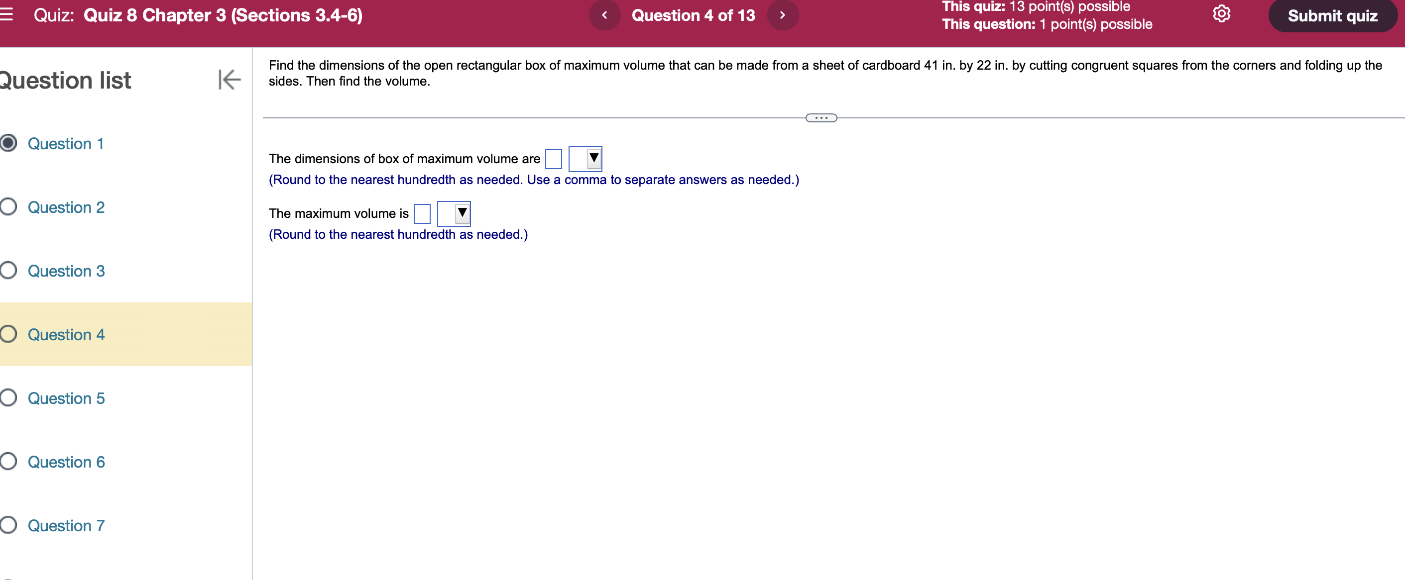 quiz Find the absolute extrema of the function, if they exist, over