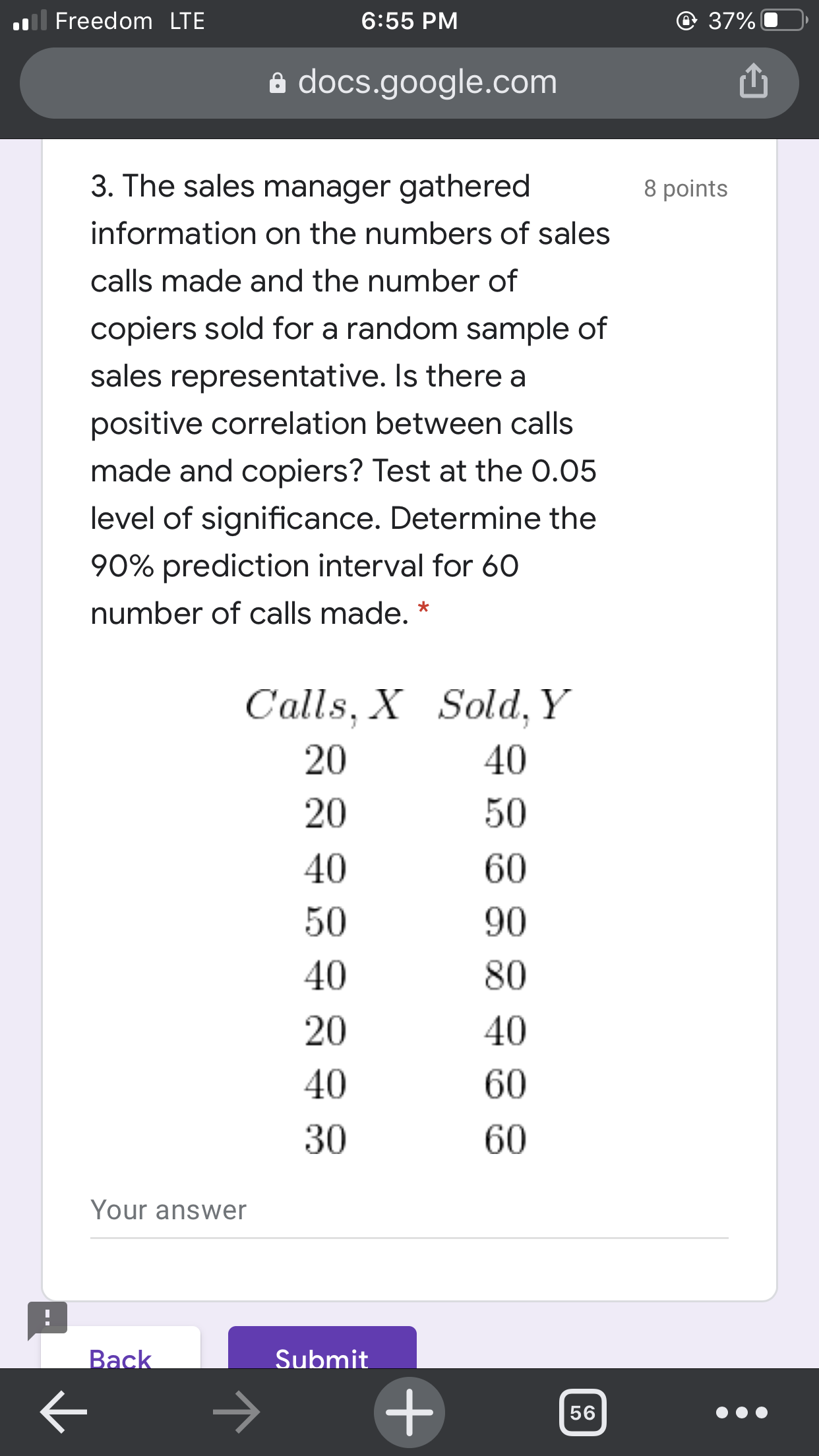 Please solve asap. Freedom LTE 6:55 PM @ 37% a docs.google.com 3.