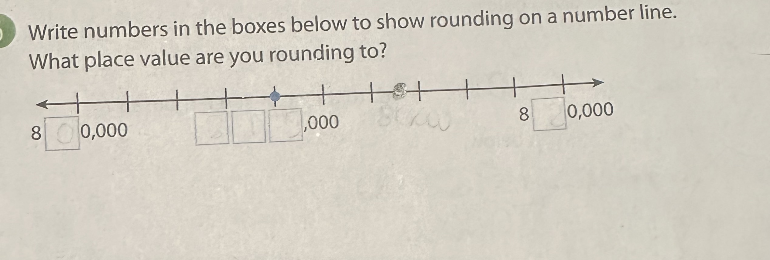 4th grade math Write numbers in the boxes below to show rounding