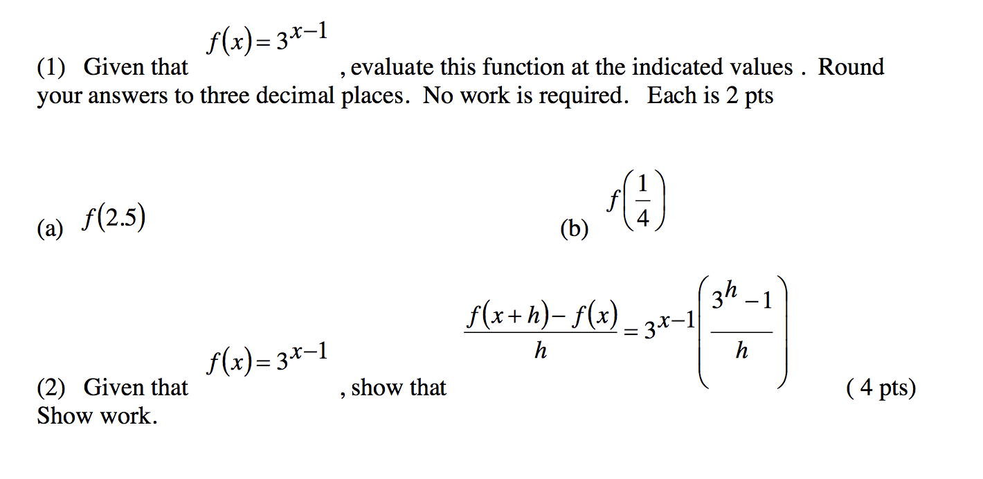 answer with steps f(x) = 3\" (1) Given that , evaluate this