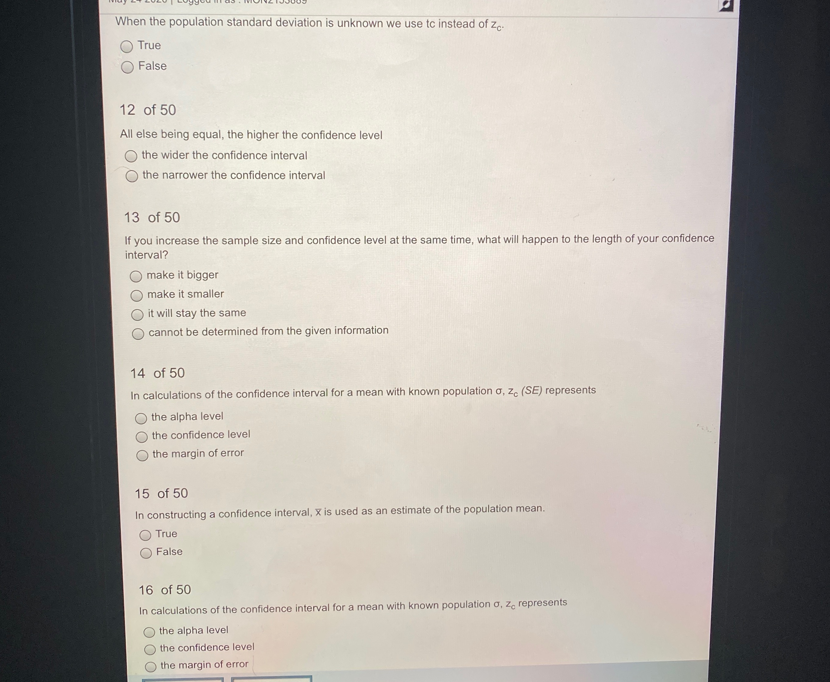 Answer all please When the population standard deviation is unknown we use