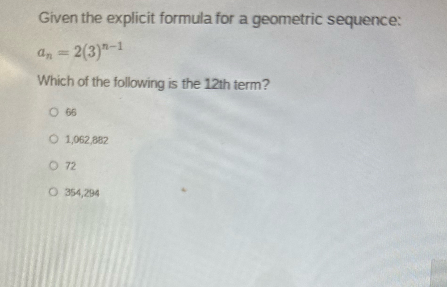 I need help with the answer Given the explicit formula for a