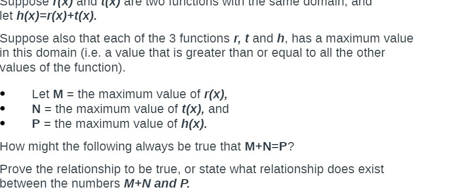 Suppose r(x) and tx) are two functions with the Same domain,