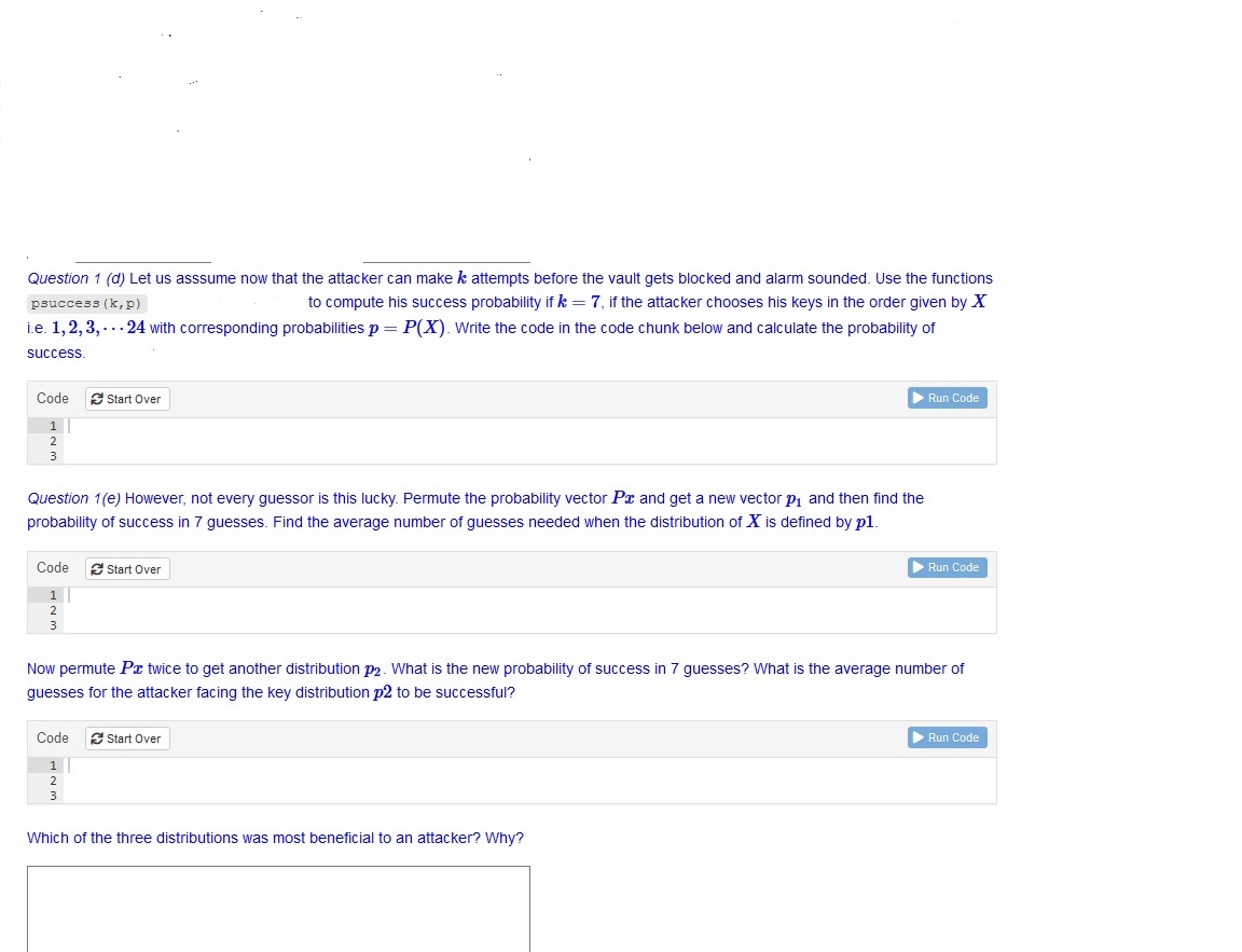 psuccess . . . Question 1 (d) Let us asssume now that