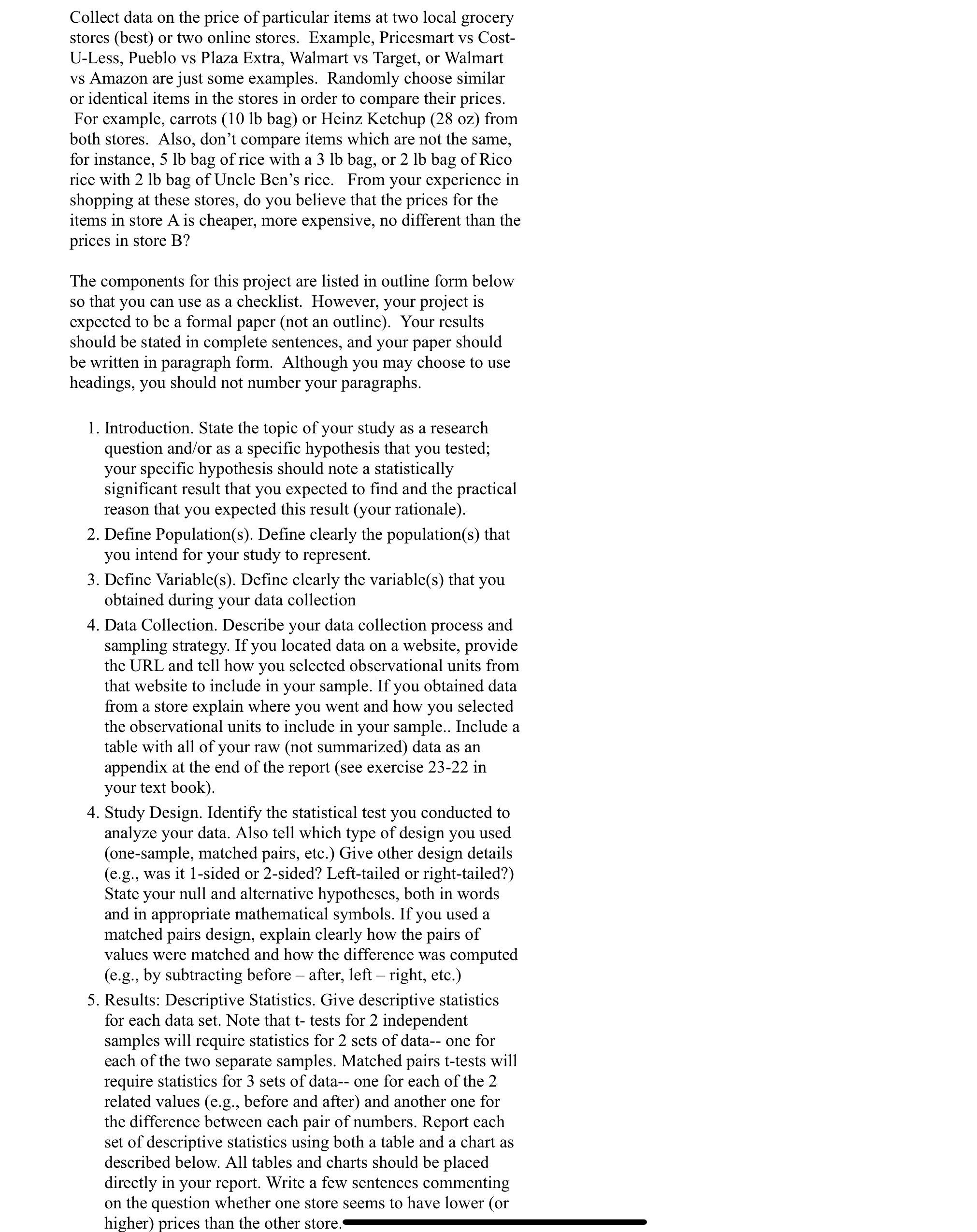 from a store explain where you went and how you selected the