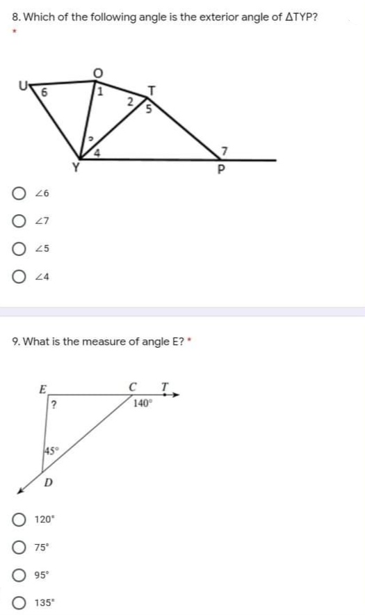 90* O 180" 360 3. The measure of of a triangle is