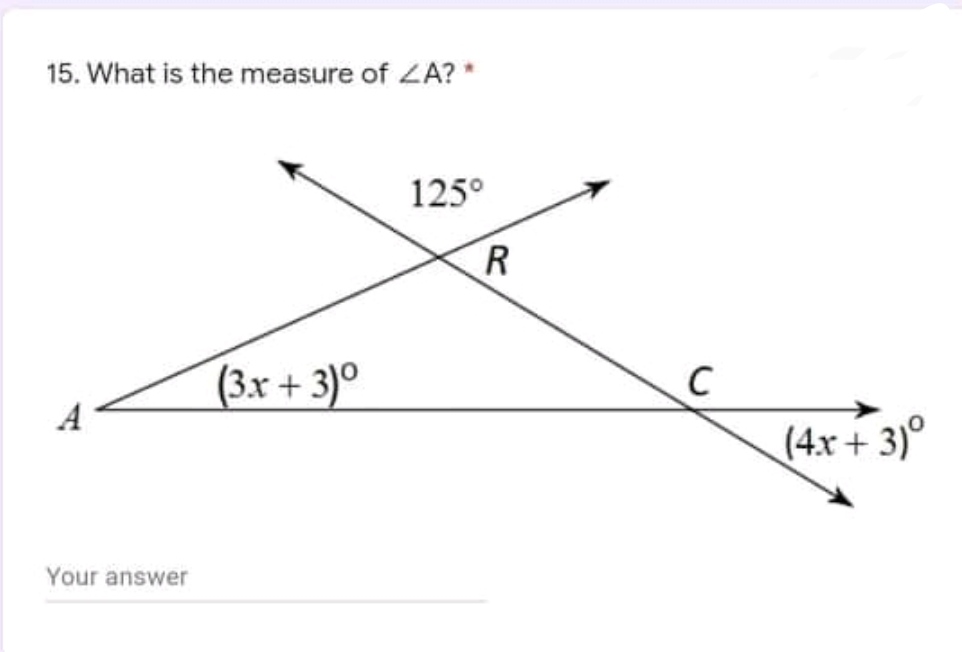 Angle Theorem 5. Using the given figure, what would be the measure