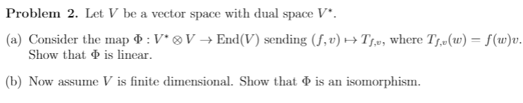 Thank you! Problem 2. Let V be a vector space with dual