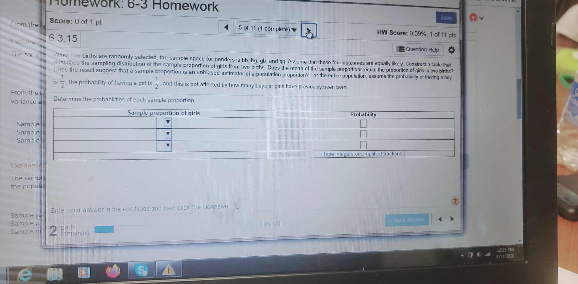 Please explain Homework: 6-3 Homework Save From the Score: 0 of 1