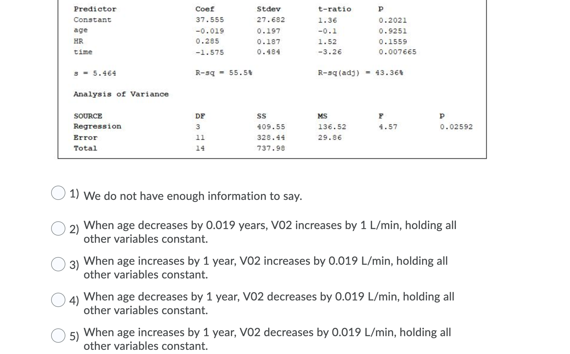 3.805*(height) + 1.483*(percent body fat) - 0.814*(age) - 80.775. If a female